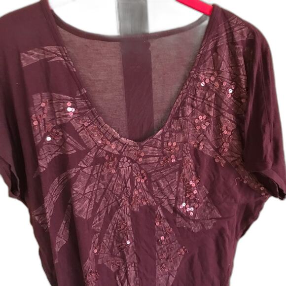 Calvin Klein Burgundy Sequins Shirt Size M - Picture 1 of 3